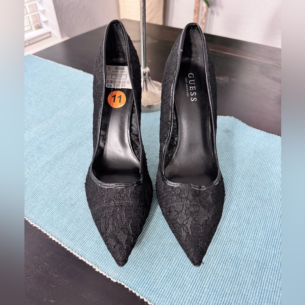 Guess Black Textured Heels